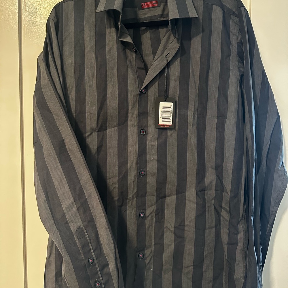 Jared Lang Gray Casual Button Down Shirt with Stripes